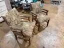 Pair of Upholstered Wooden Armchairs – Patterned Fabric