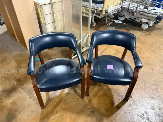 Two Blue Upholstered Guest Chairs