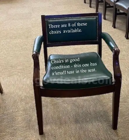Upholstered chairs, green vinyl