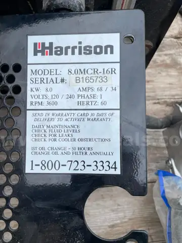 Harrison Hydraulic generator 8k.w