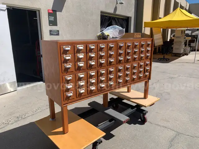 HIGH CAPACITY CARD CATALOG CABINET CHERRY- Weathered