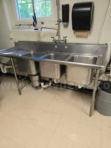 3-Bay Sink with Disposal and Faucets