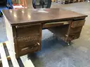 1 wooden office desk with legs