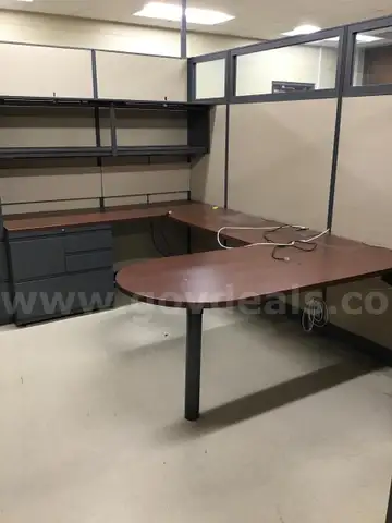 4 sided cubicle with desk, storage & extra parts (4)