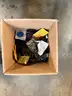 a box and bag full of Camera stuff