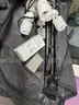 a box and bag full of Camera stuff