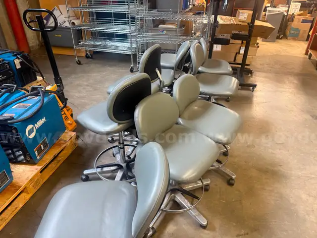 Lot of 9 Adjustable Rolling Shop Chairs