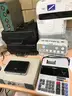 Assorted Lot of 32 items including (4) ELECTRONIC CALCULATOR, (3) PRINTER, (2) Projectors, (6) Analog Security Cameras