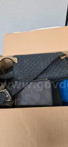 assortment of bags, glasses, cases, leather goods